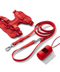 Red dachshund walk set with matching harness and leash — Doxie Warehouse