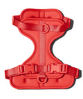 Red dachshund harness with padded chest support panel — Doxie Warehouse