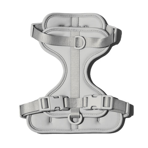 Light Gray dachshund harness with padded chest support panel — Doxie Warehouse