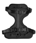 Black dachshund harness with padded chest support panel — Doxie Warehouse