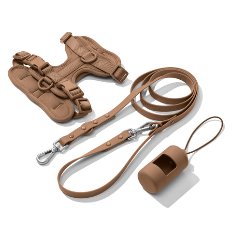 Mocha Brown dachshund walk set with matching harness and leash — Doxie Warehouse