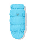 Aqua dachshund fleece puffer jacket with leash D-ring