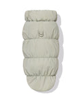 Beige dachshund fleece puffer jacket with leash D-ring