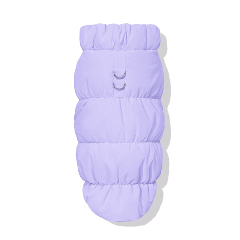 Light Purple dachshund fleece puffer jacket with leash D-ring
