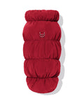 Maroon dachshund fleece puffer jacket with leash D-ring