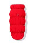 Red dachshund fleece puffer jacket with leash D-ring
