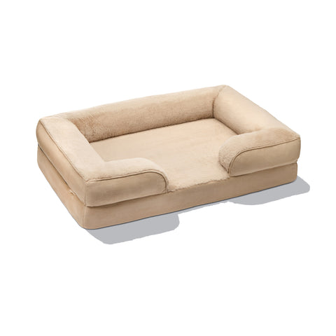 Beige Doxie Cloud Bed, three-quarter view