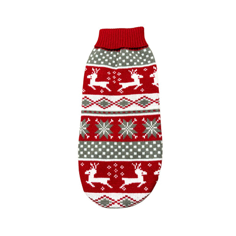 Classic Reindeer dachshund sweater in cream knit with classic reindeer pattern