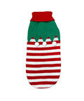 Elf dachshund sweater in green and red knit with elf pattern
