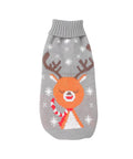 Gray Reindeer dachshund sweater in gray knit with reindeer pattern
