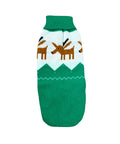 Green Reindeer dachshund sweater in green knit with reindeer pattern