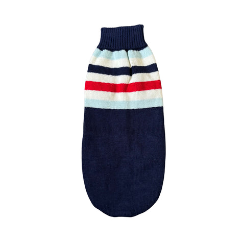 Navy striped dog sweater for dachshunds — Doxie Warehouse