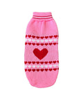 Pink Hearts dachshund sweater in pink knit with red heart detail