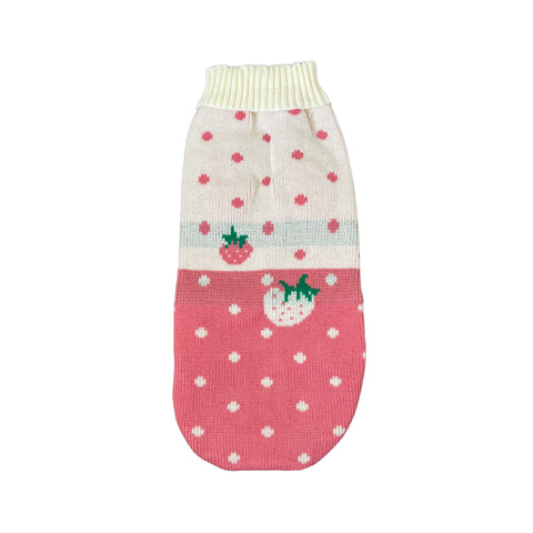 Pink strawberry dog sweater for dachshunds — Doxie Warehouse