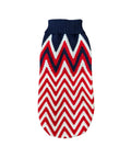 Red Blue Chevron dachshund sweater in red and blue zigzag knit
