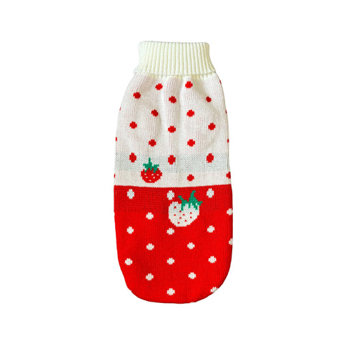 Red strawberry dog sweater for dachshunds — Doxie Warehouse