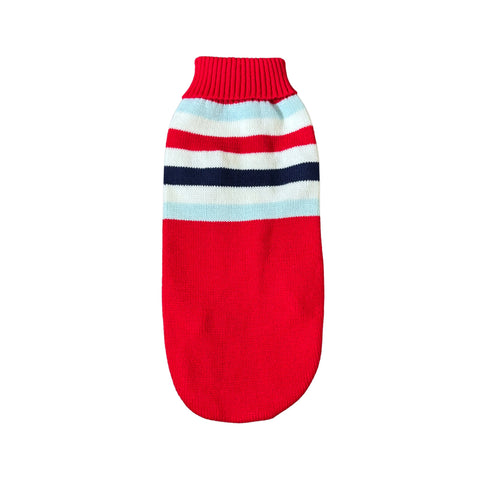 Red striped dog sweater for dachshunds — Doxie Warehouse