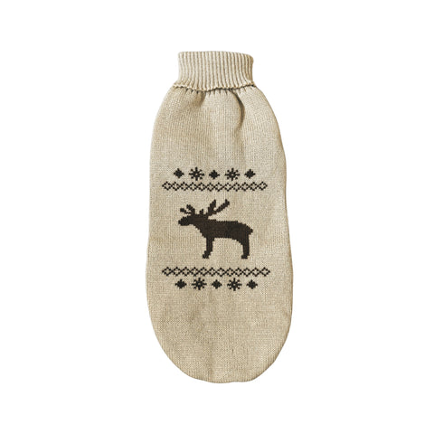 Tan moose-print dog sweater for dachshunds — Doxie Warehouse